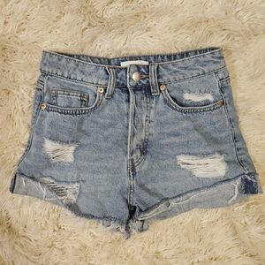 H&M Blue Jean Shorts High-Waisted Distressed